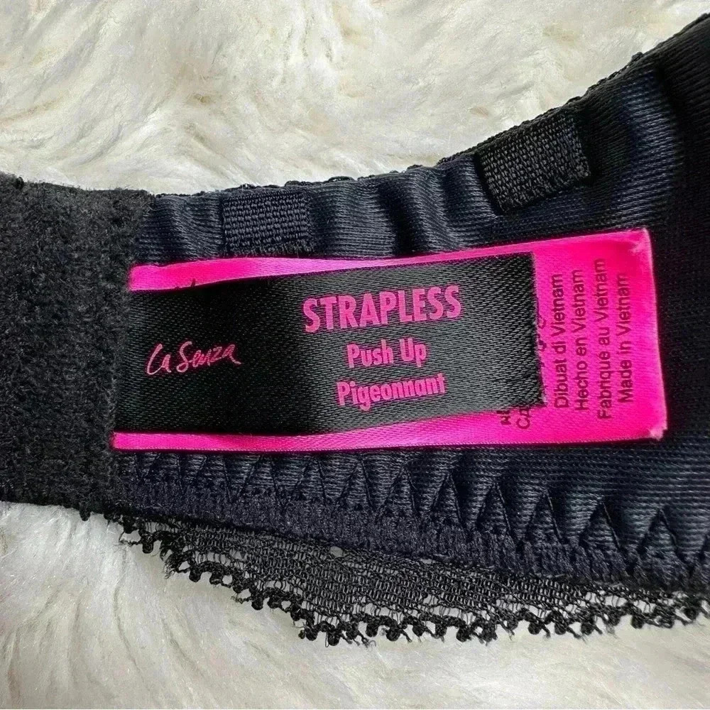 La Senza Strapless Push Up Bra Lace Black & Cream Size 32C - Picture 9 of 16